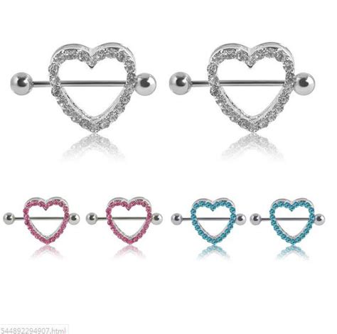 Sexy Crystal Ts Love Hearts Nipple Bar Rings Heart Rings Nipple Ring