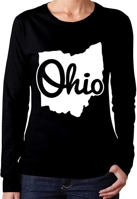 I Love My Ohio Home Womens Casual Long Sleeve Round Neck T