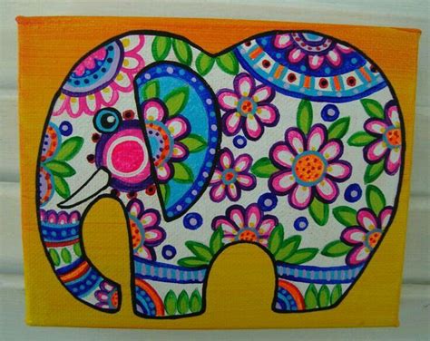 Elephant Painting Canvas Pebble Painting Dot Painting Fabric