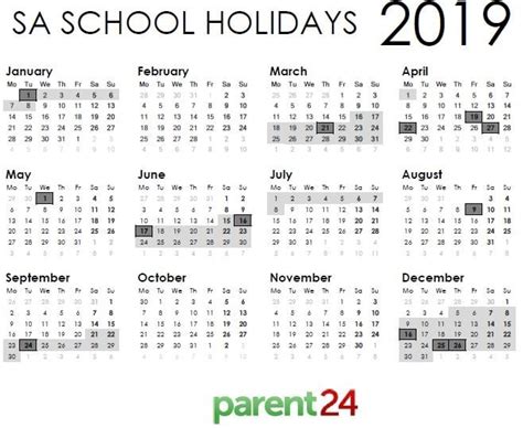 Print It Sas School Holidays 2019 Calendar Parent
