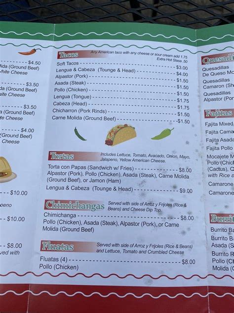 Menu At Baja Taco Restaurant Crescent City