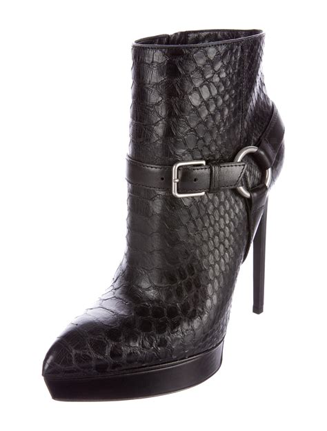 Saint Laurent Snakeskin Ankle Boots Black Boots Shoes Snt27669