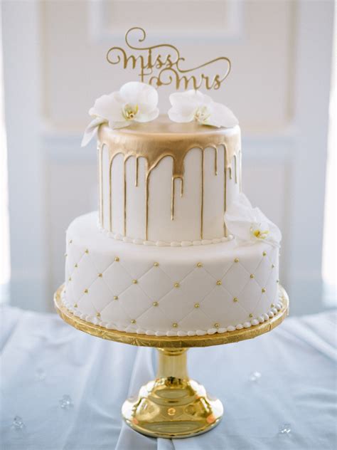 Gold And White Wedding Cake Designs
