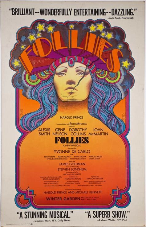 Follies Musical Broadway Vintage Poster 1970 72 Stephen Sondheim NYC