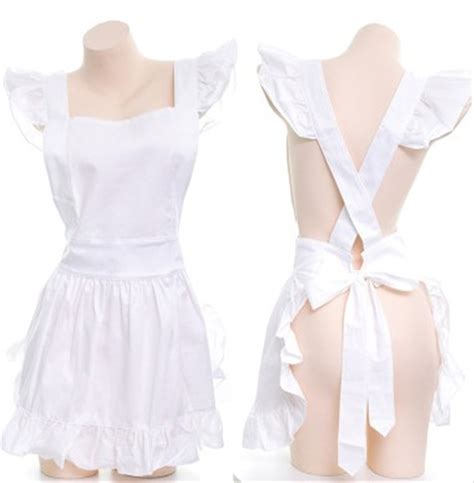 Women Maid Cosplay Uniform Japanese Bow Kitchen Apron Lolita Sleepwear