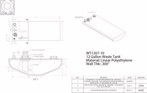 12 Gallon Belly Shaped Wastewater Tank 4375x1776x554 Wt1207 10