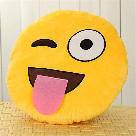 32cm Emoji Smiley Emoticon Yellow Round Cushion Pillow Stuffed Plush