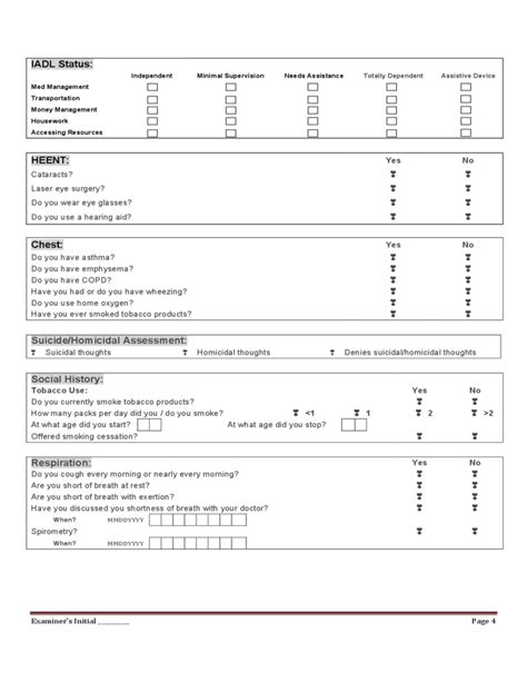 blank medicare health risk assessment form