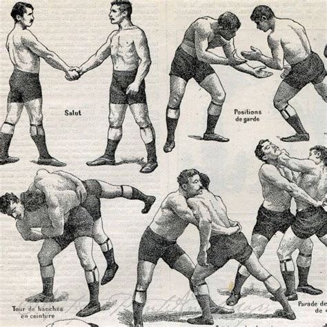 Antique Sports Print Wrestling Moves By Antiqueprintsandmaps 1000