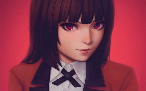 Yumeko Jabami Artwork Protagonist Girl With Pink Eyes Kakegurui