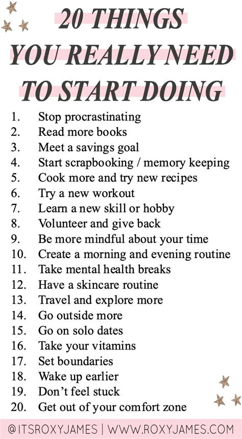 20 Things You Need To Start Doing By Roxy James How To Stop
