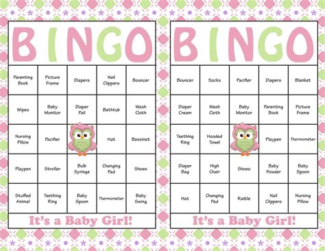 30 Baby Shower Bingo Cards Printable Party Baby Girl