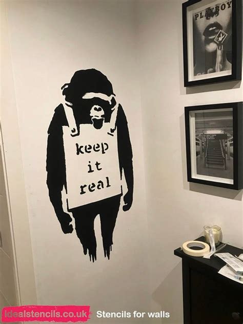 Banksy Monkey Stencil Keep It Real Monkey Graffiti Style Wall Etsy