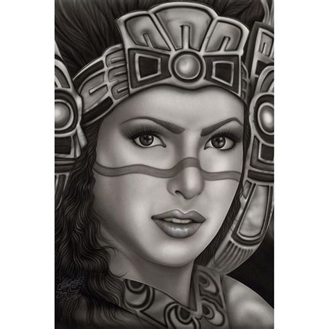 inked boutique aztec princess fine art print by big ceeze chicana latina mexican