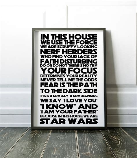 Star Wars In This House T For Dad Poster Star Wars Quotes Etsy
