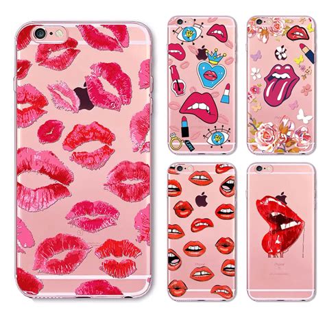 High Quality Girls Sexy Lips Lady Kiss Clear Soft Tpu Back Protect Phone Case For Iphone 5 5s Se