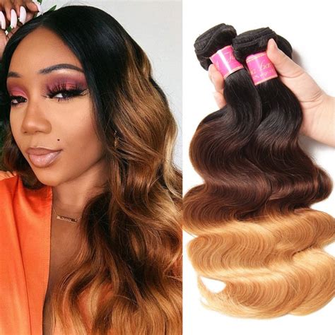 Julia 4 Bundles Brazilian Ombre Body Wave Human Hair Three Tone Brazilian Ombre Hair Weave