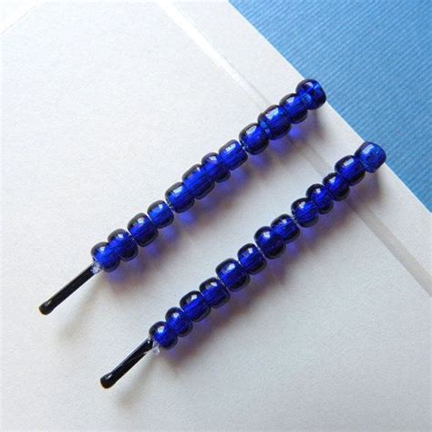 Pair Of Cobalt Blue Beaded Bobby Pins By Keyelementbeads On Etsy 450