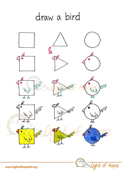 Draw A Bird From Basic Shape Get The Printable Whole Series Here
