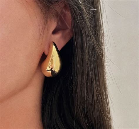 Chunky Gold Hoop Earrings Vintage Gold Earrings Gold Drop Earrings