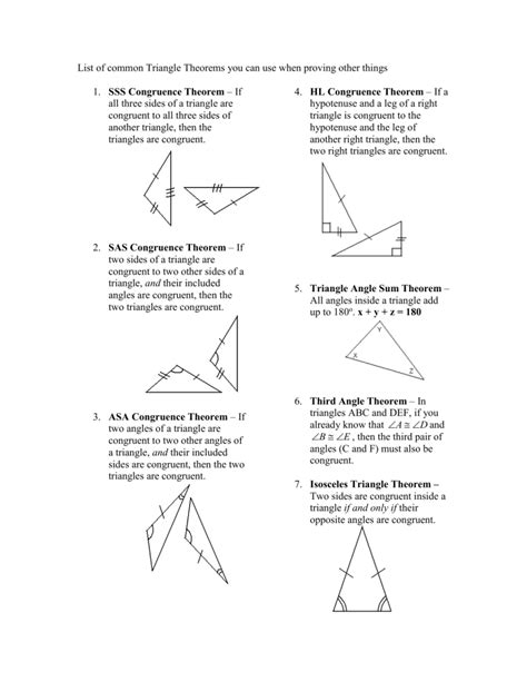 9 Most Common Properties Definitions And Theorems For Triangles
