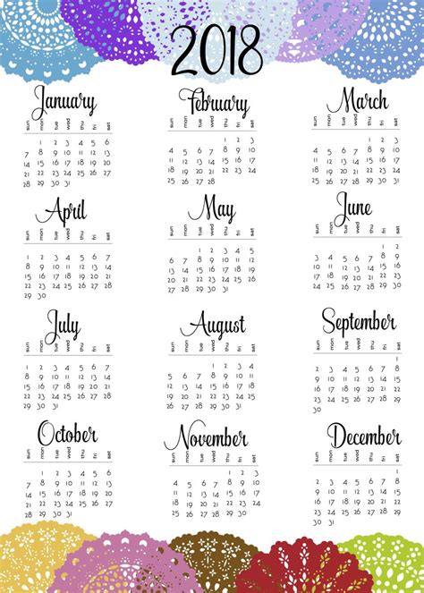 Printable Year At A Glance Calendar 2019
