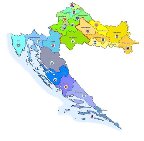 Kroatien regionen für urlaub am meer infografik. Kroatien Regionen Karte
