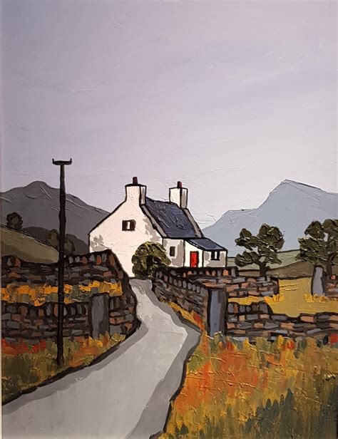 David Barnes Contemporary Welsh Landscape Painting Cottage Near
