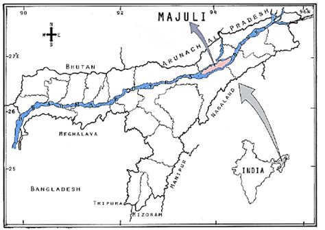 District Map Of Assam State Indicating Location Of Majuli