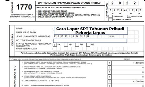 Cara Lapor SPT Tahunan Pribadi Pekerja Lepas Solusi Palam Raya