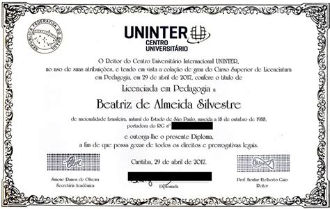 Diploma → Pedagogia Segunda Licenciatura Uninter Abc Em Casa