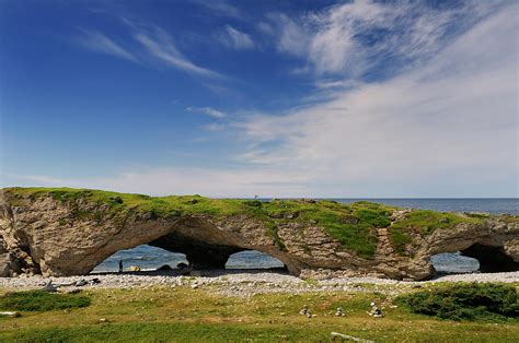 Tourist at the Arches Provincial Park Newfoundland Canada with G ...