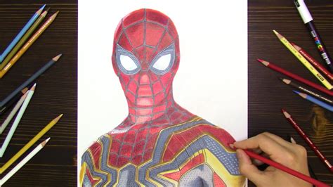 Drawing Spider Man Iron Suit Time Lapse Youtube