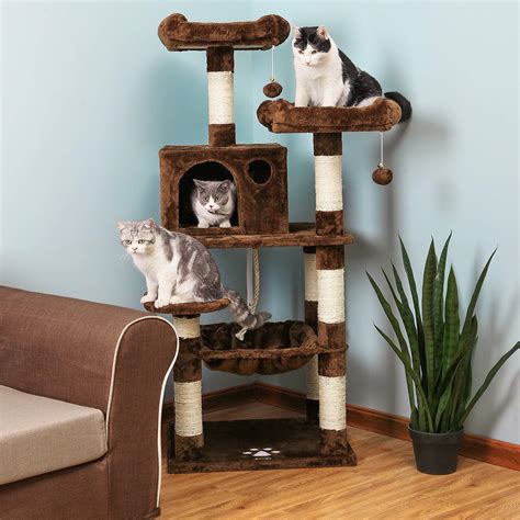 Pawhut 34 cat tree tower activity center with natural jute scratch material, cushions on each keep your cats endlessly entertained with the pawhut cat tree! FEANDREA 56.3 inches Multi-Level Cat Tree with Sisal ...