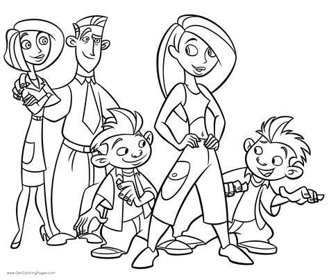 Kim Possible And Family Coloring Page Free Printable Coloring Pages