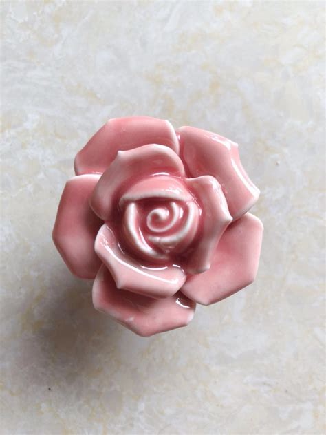 2020 Knobs Elegant Pink Rose Pulls Flower Ceramic Cabinet Knobs