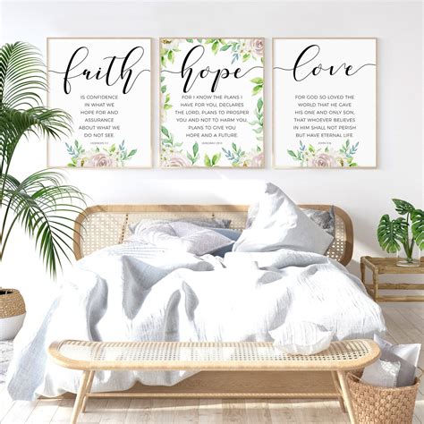 Faith Hope Love Prints Bible Verse Wall Art Set Of Etsy