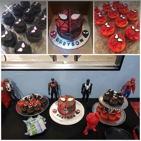 Spiderman Themed Birthday Party With Cupcakes And Cakes