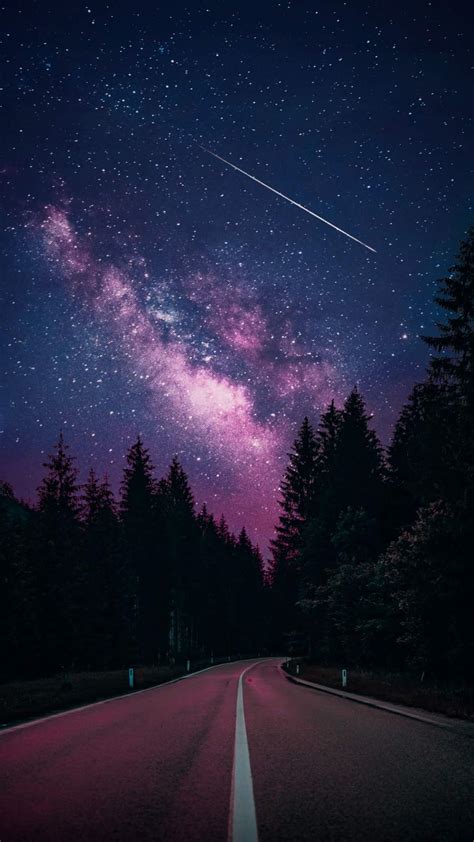Starry Sky Night Road Iphone Wallpapers