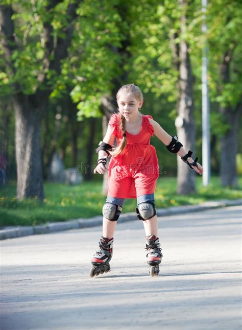 Girl On Rollerblades Stock Photo Image Of Leisure Road 25055688