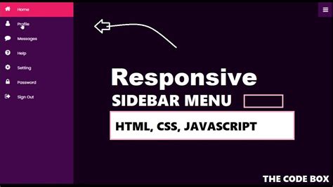 How To Create Responsive Sidebar Menu Using Html CSS Javascript