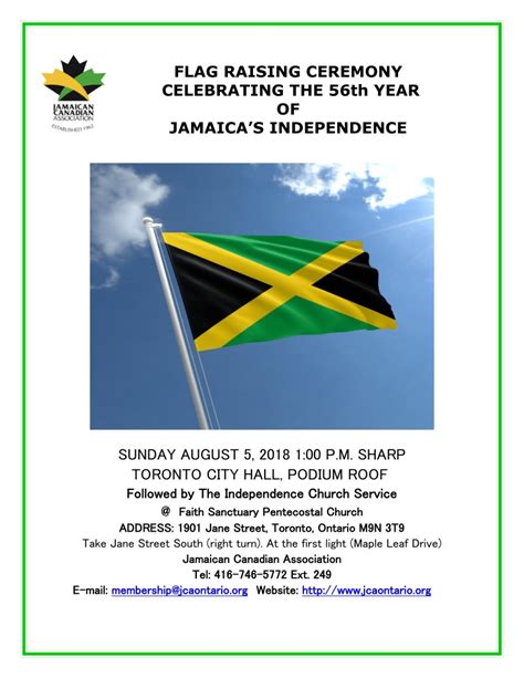 Jamaican Canadian Association 2018 Flag Raising