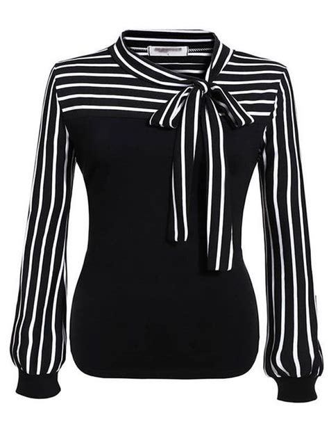 hq0018 women loose long sleeve fashionable stripe blouse women office blouse striped blouse