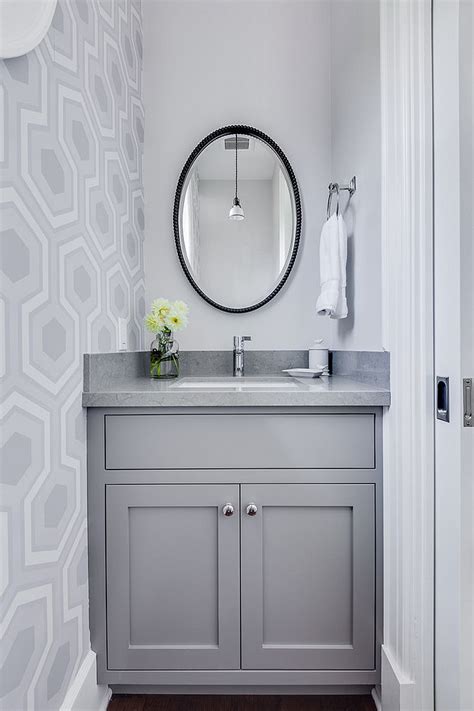 Refined And Refreshing Trendy Powder Rooms In Gray And Turquoise Decoist