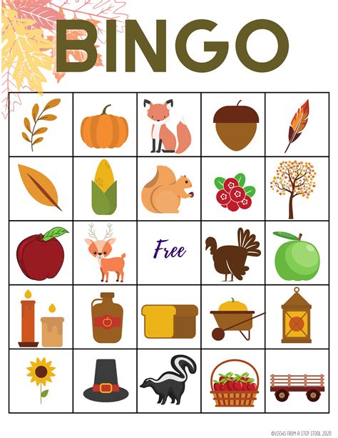 Printable Fall Bingo Game For Kids Views From A Step Stool