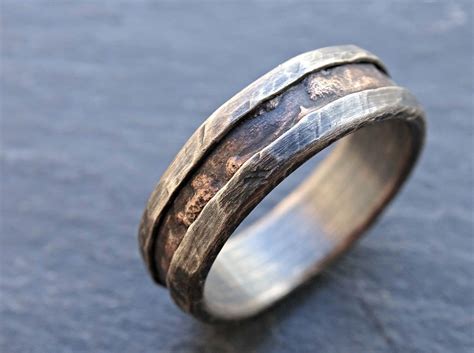 cool mens ring bronze unique wedding band bronze silver mens etsy mens engagement rings wood
