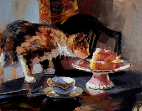 Jonelle Summerfield Oil Paintings Cat And Cake