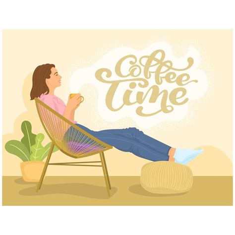 Woman Relaxed Drinking Coffee 2878444 Vector Art At Vecteezy