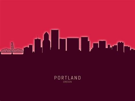 Portland Oregon Skyline Digital Art By Michael Tompsett Pixels