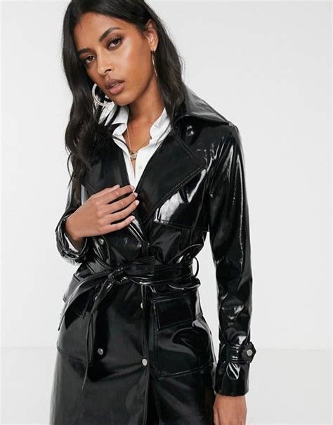 Glamorous Vinyl Trench Coat Asos Patent Trench Coats Rain Outfit